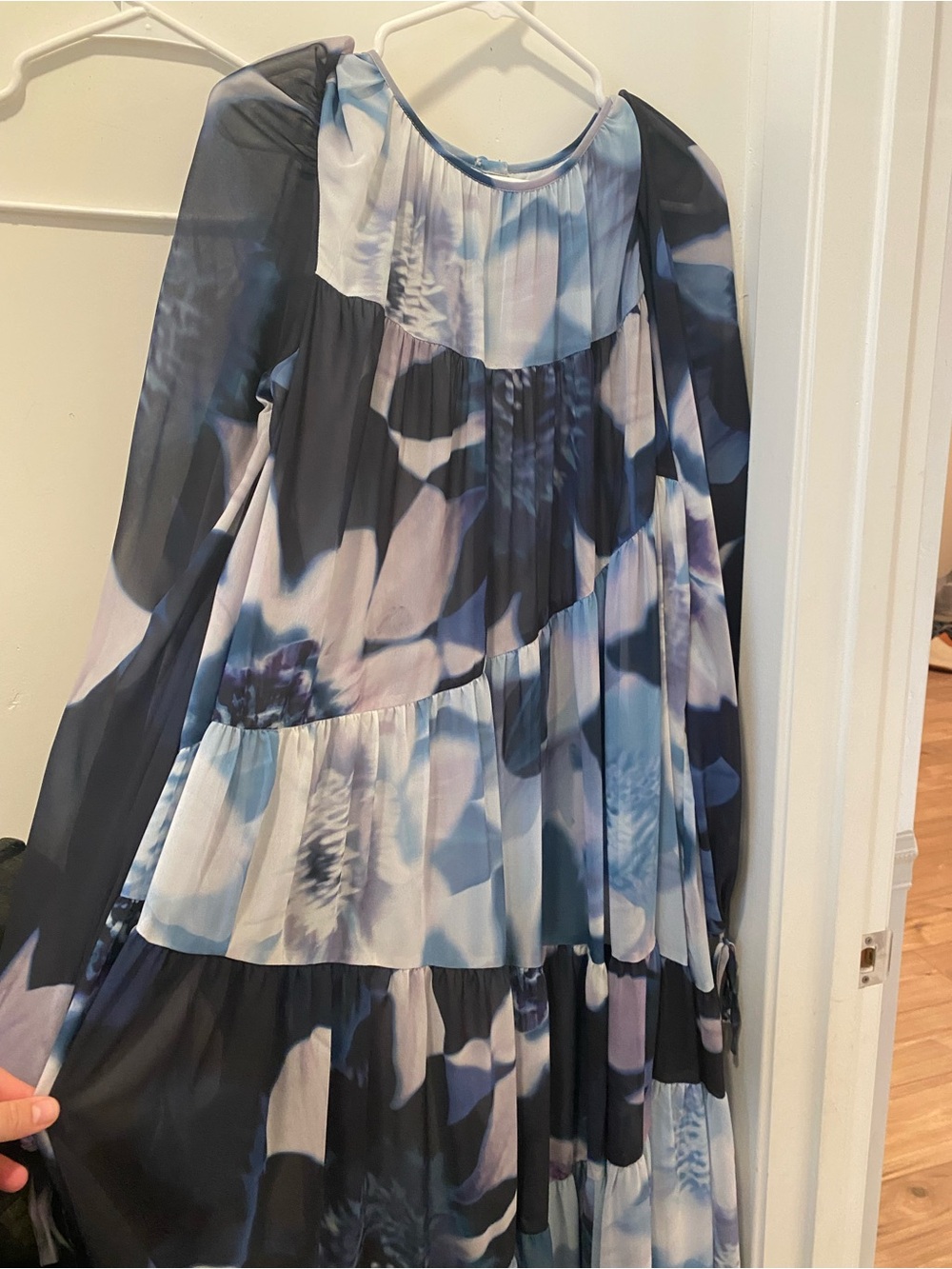 ASOS Blue Floral Tiered Maxi Dress - Picture 3 of 4